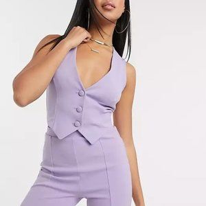 ASOS DESIGN Jersey Cropped Suit Vest Lilac US 2